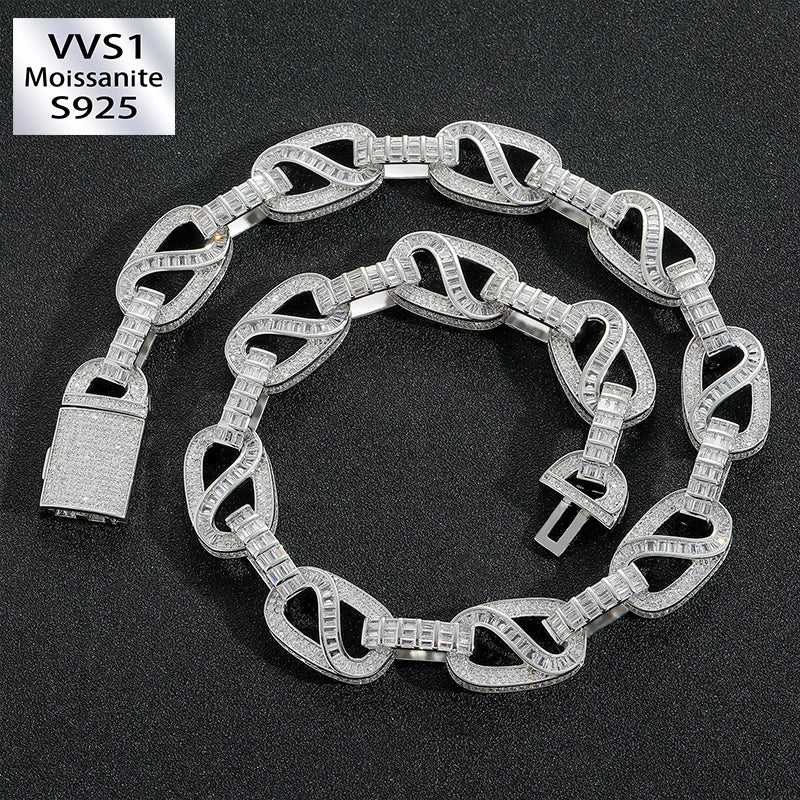 15mm T-Square Moissanite Cuban Link Chain