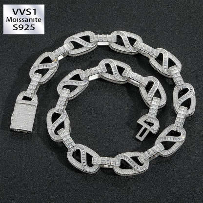 15mm T-Square Moissanite Cuban Link Chain