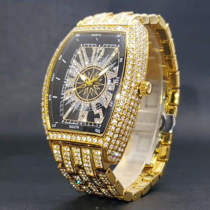 Moissanite Paved Avant-Garde Digital Watch