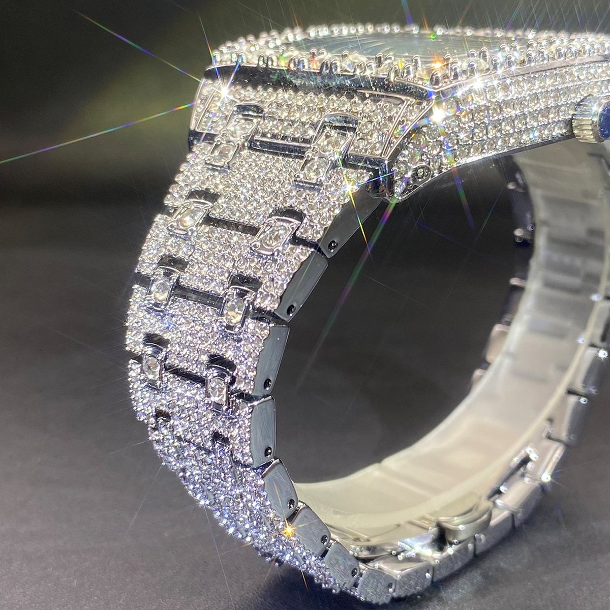 Silver Tonneau Shaped Moissanite Watch
