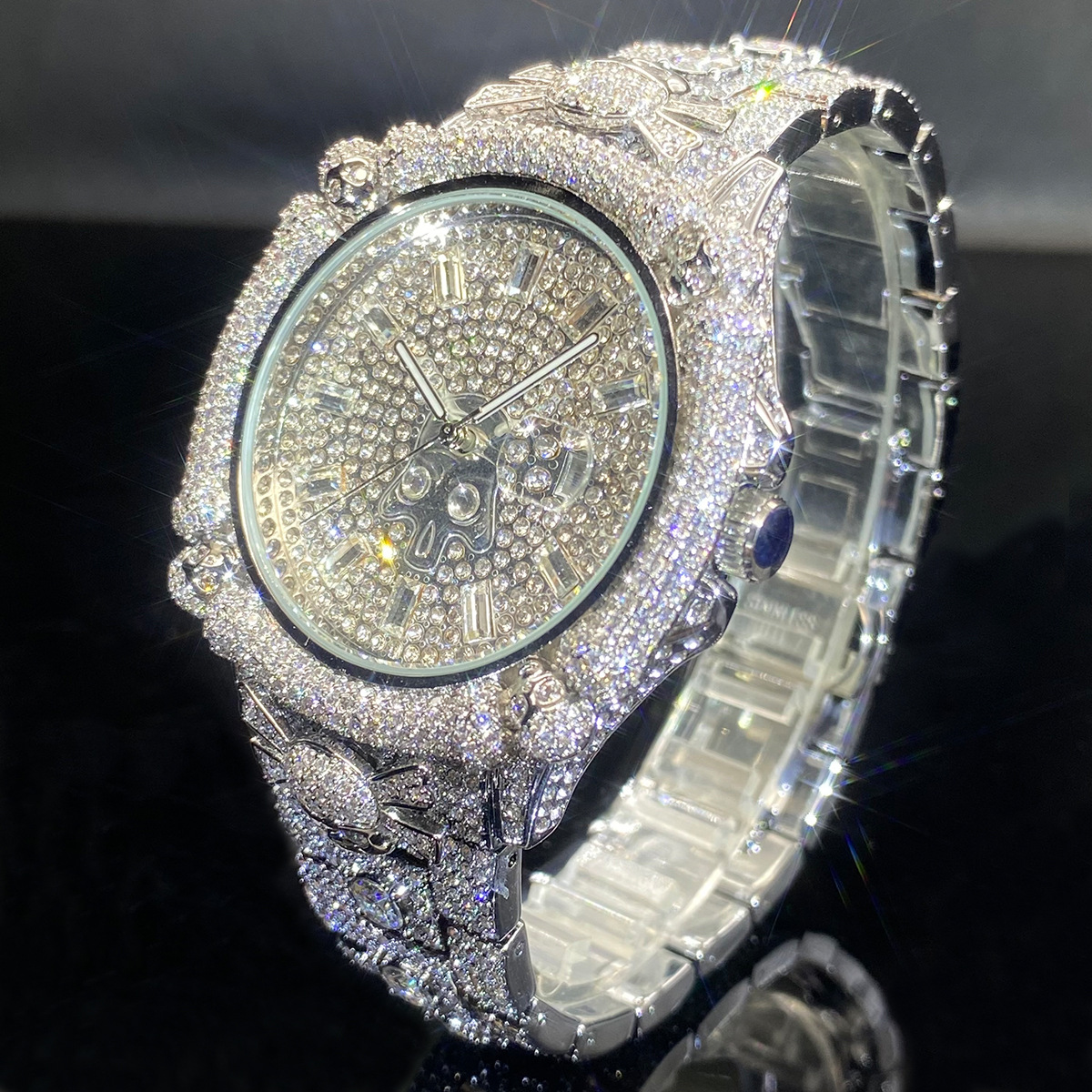 Moissanite Exquisitely Designed Opulent Skull Watch