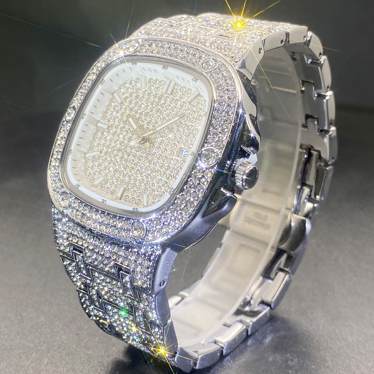 Moissanite Ultra-sparkling Square Quartz Full Diamond Setting Watch