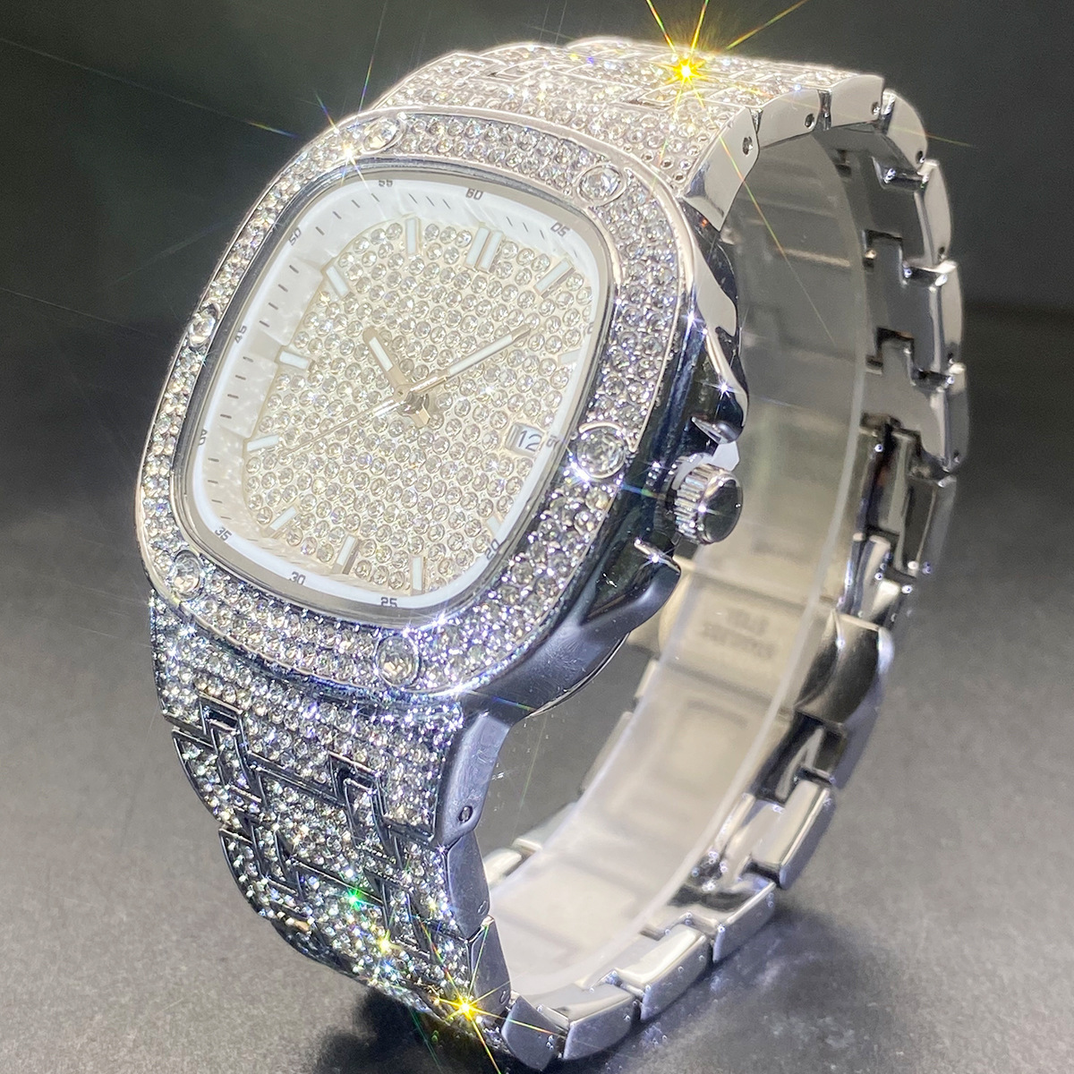 Moissanite Ultra-sparkling Square Quartz Full Diamond Setting Watch