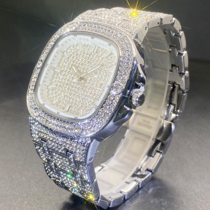 Moissanite Ultra-sparkling Square Quartz Full Diamond Setting Watch