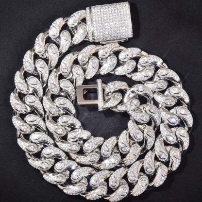 20mm Moissanite "Snake Eye" Paisley-Design Cuban Chain