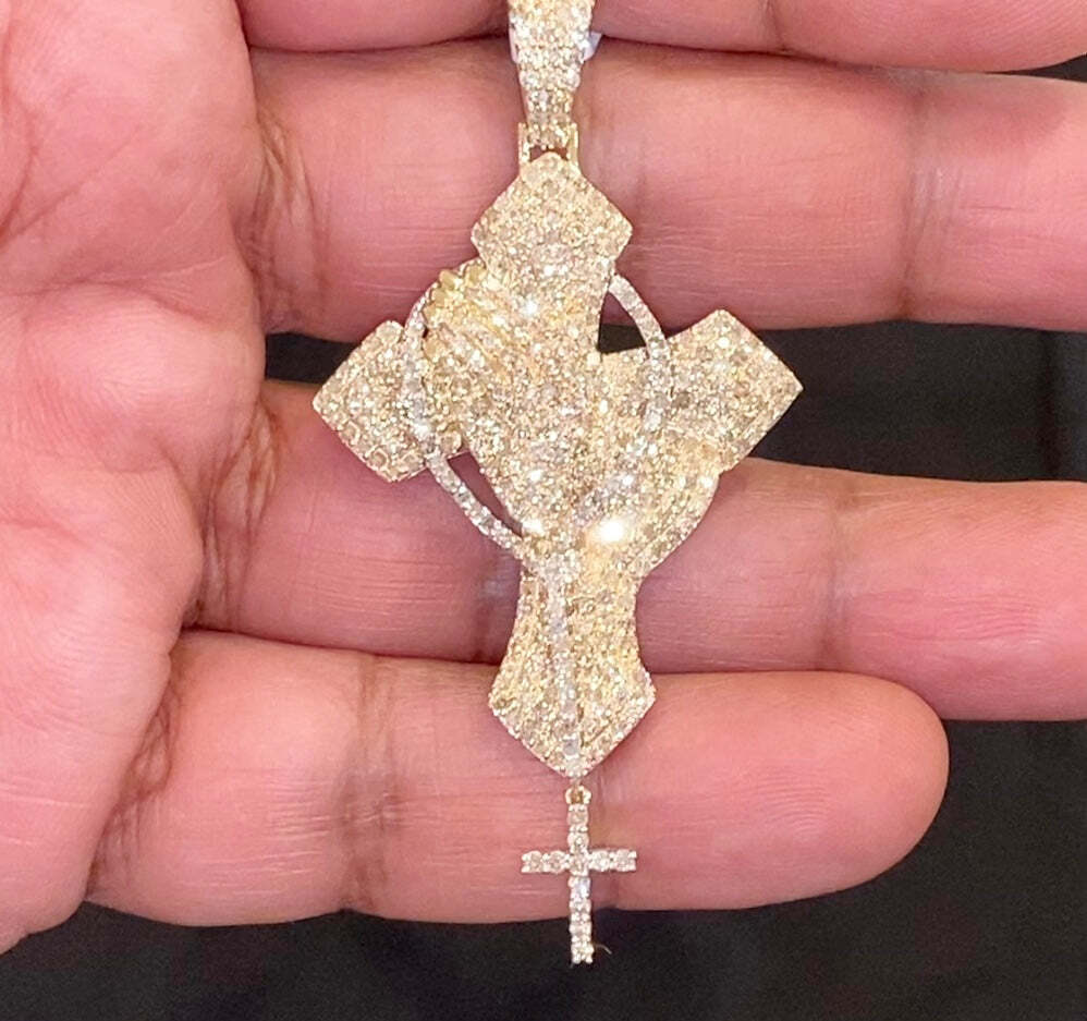 Pointed Prayer Cross Moissanite Iced Out Pendant