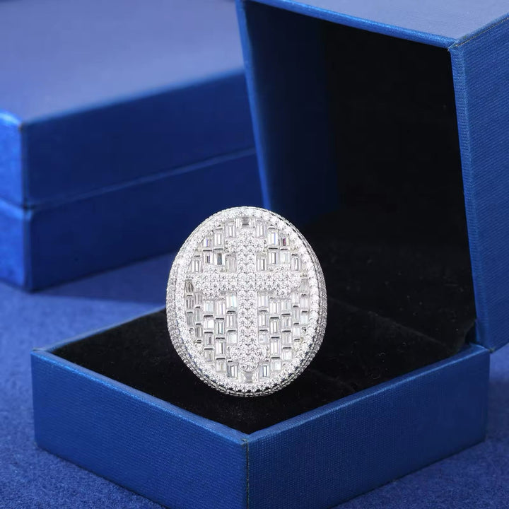 New Hip-Hop Moissanite Cross Ring