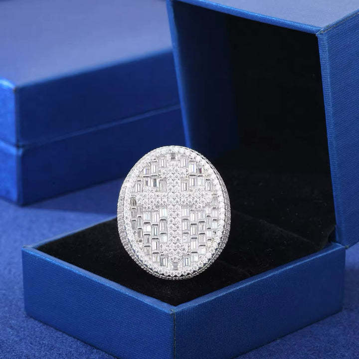 New Hip-Hop Moissanite Cross Ring
