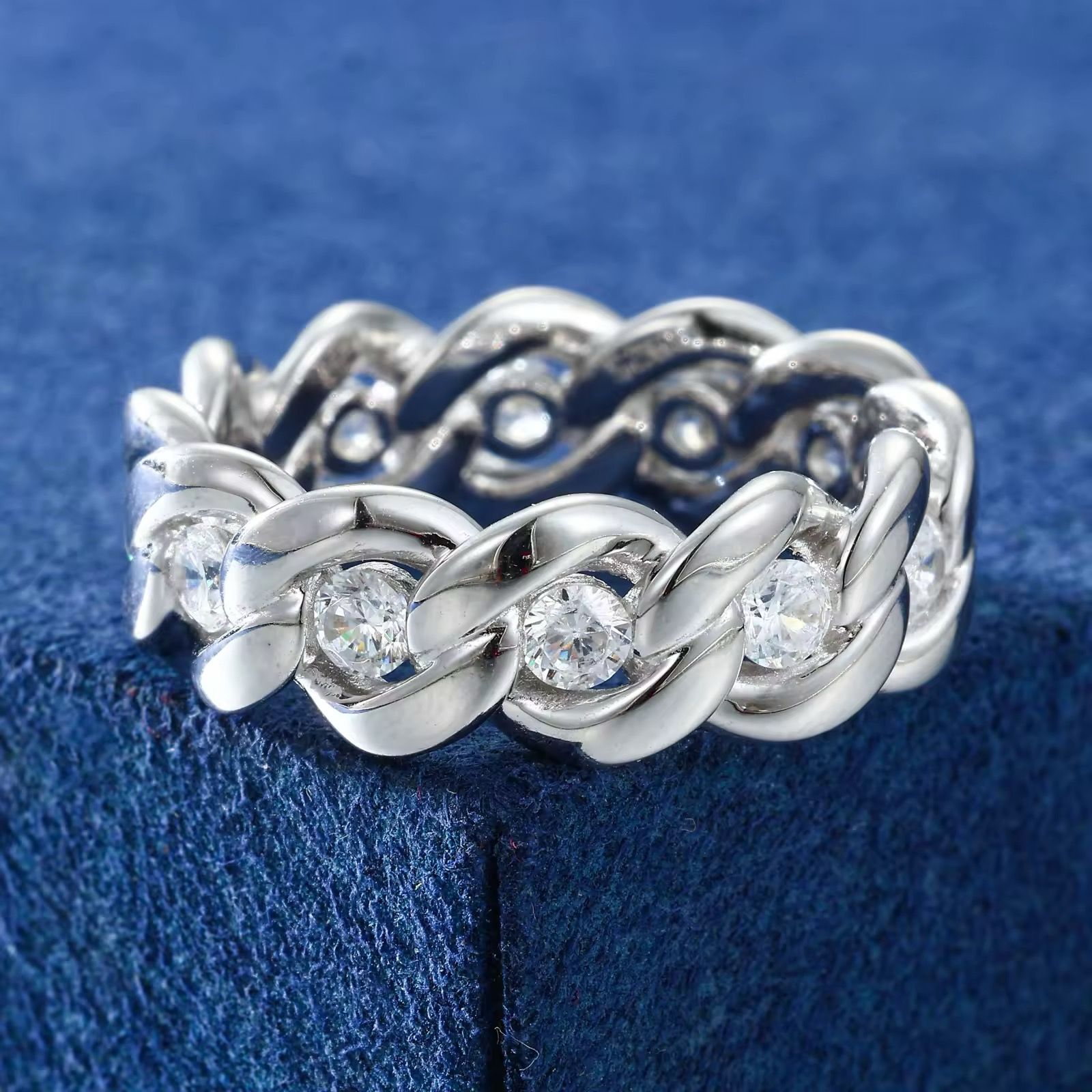 Moissanite Simple Cuban Ring