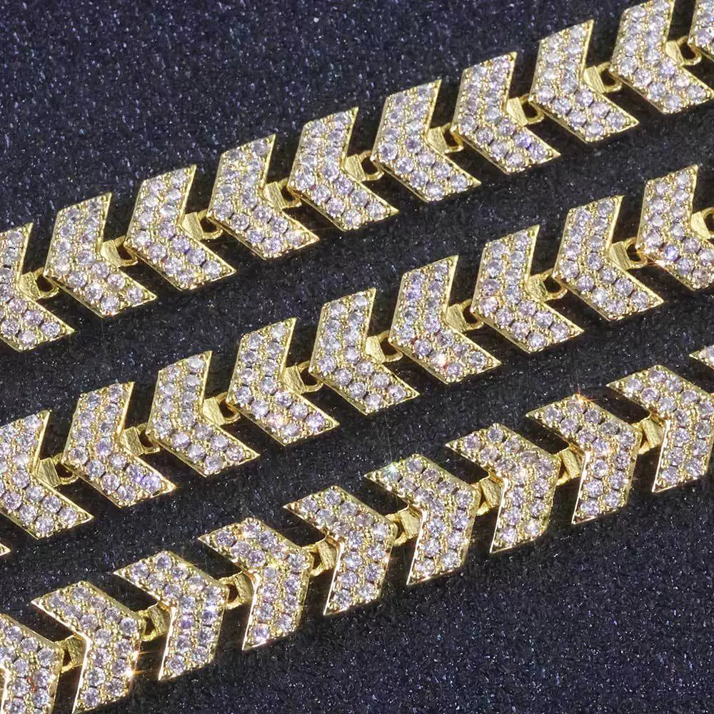 8mm Moissanite Herringbone Cuban Chain