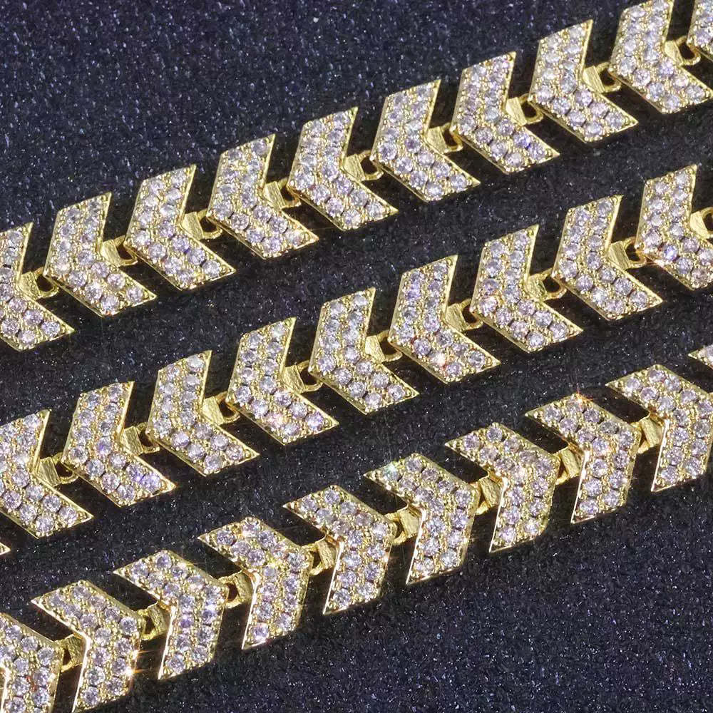 8mm Moissanite Herringbone Cuban Chain