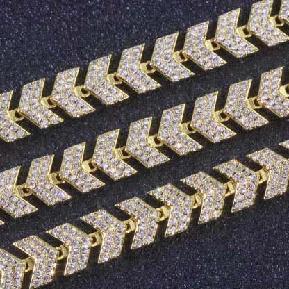 8mm Moissanite Herringbone Cuban Chain