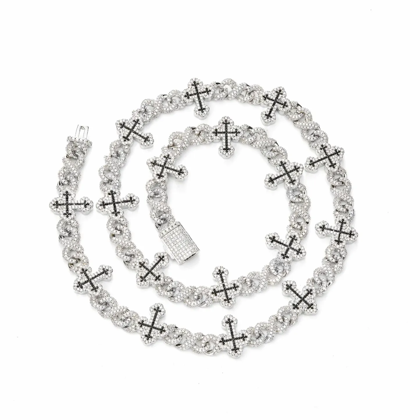 20mm S925 Moissanite Cross Infinity Cuban Chain
