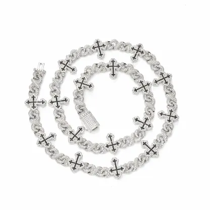 20mm S925 Moissanite Cross Infinity Cuban Chain