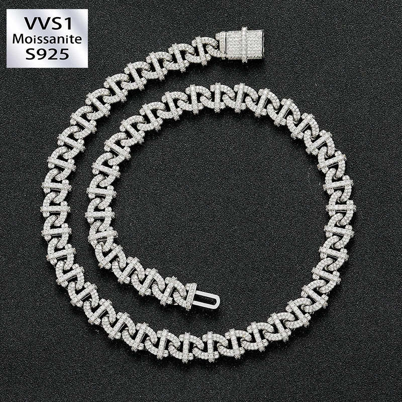 10mm Geometric Moissanite Cuban Chain