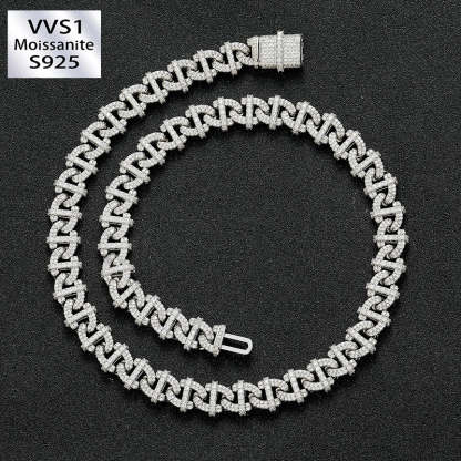 10mm Geometric Moissanite Cuban Chain