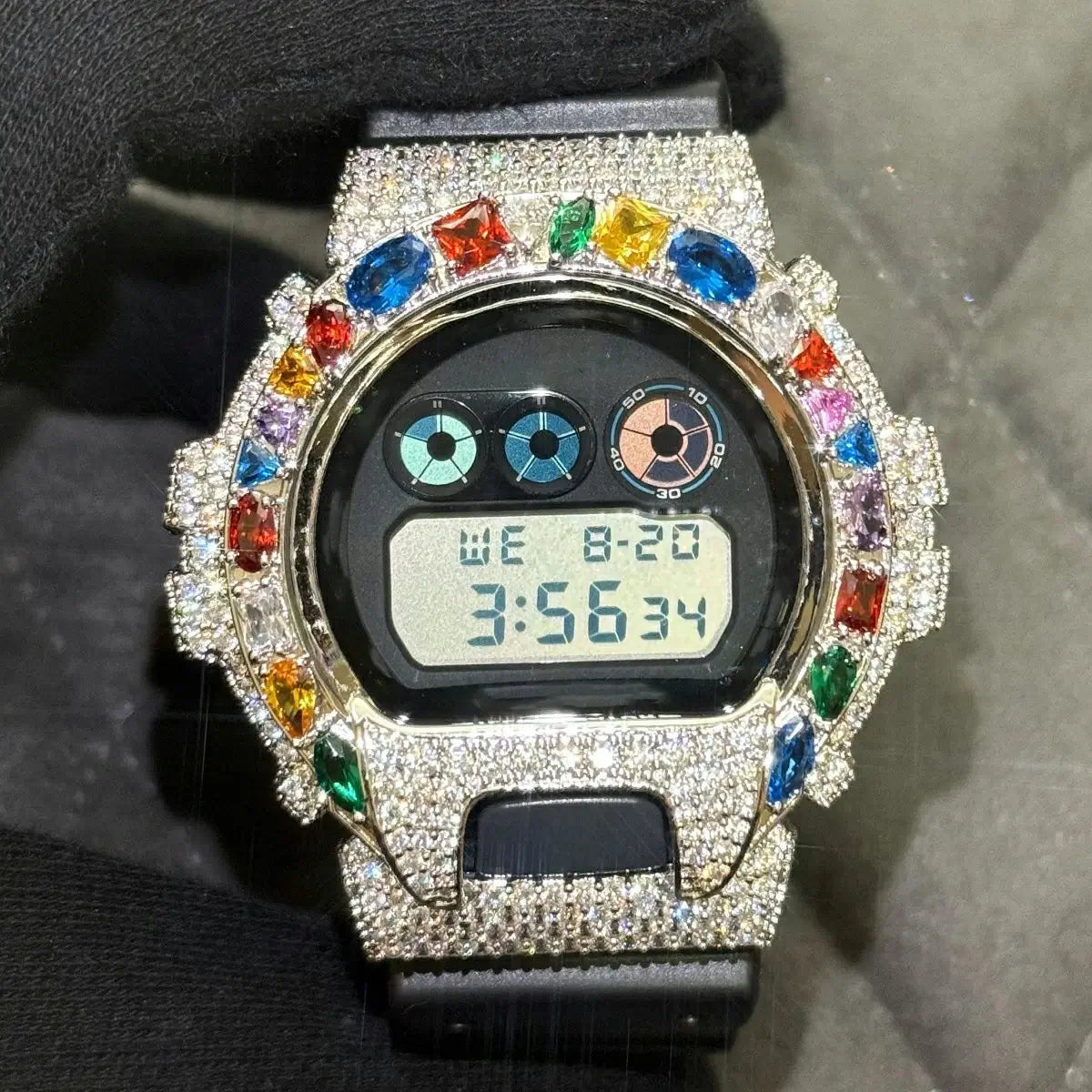 S925 Moissanite Multi Color Gemstone Watch Case for DW6900 SERIES