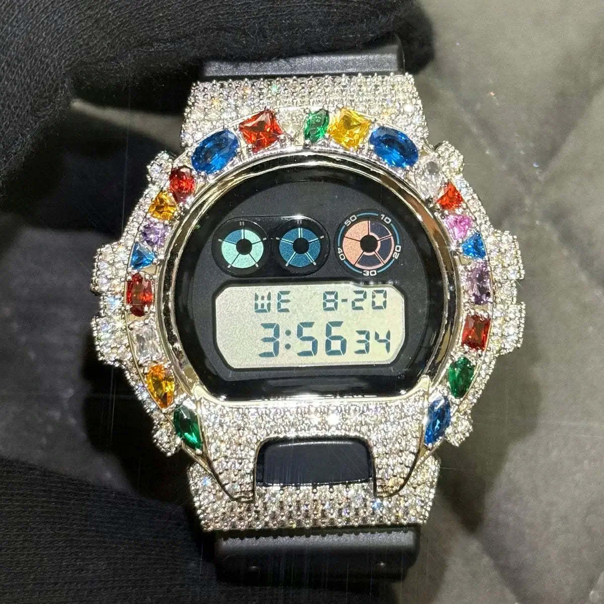 S925 Moissanite Multi Color Gemstone Watch Case for DW6900 SERIES