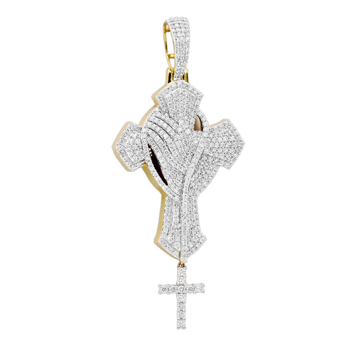 Pointed Prayer Cross Moissanite Iced Out Pendant