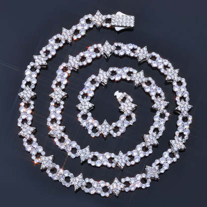 12mm Moissanite Star and Infinity Link Chain with Spring Clasp