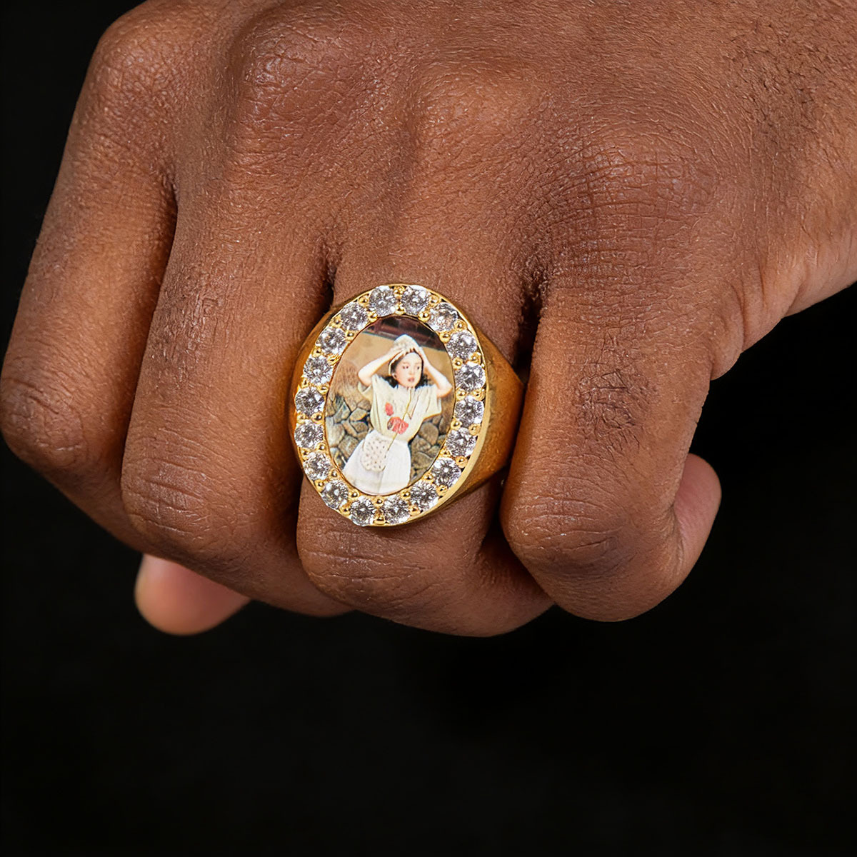 Moissanite Custom Photo Ring