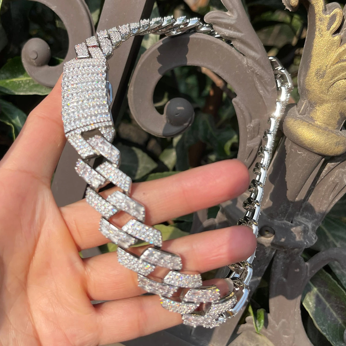 S925 Moissanite Fully Paved Cuban Chain