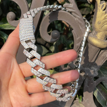 S925 Moissanite Fully Paved Cuban Chain