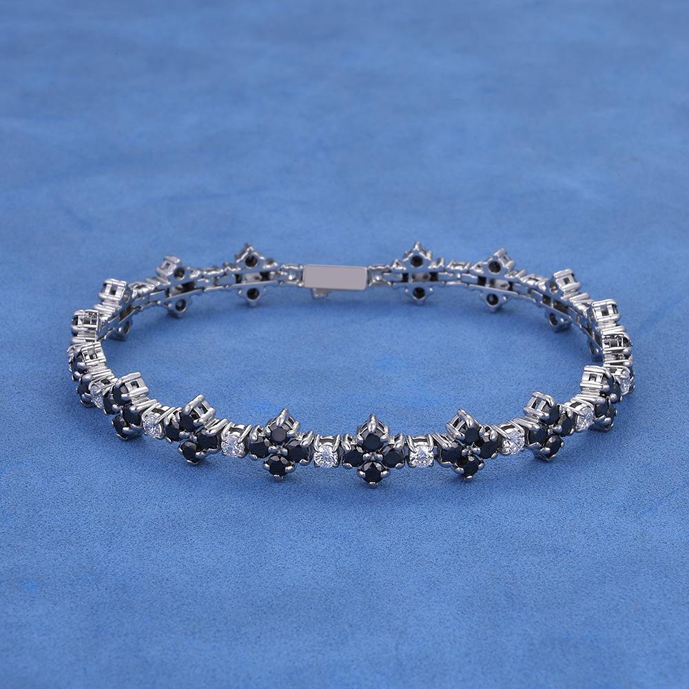 8mm Moissanite Alternating Flower Tennis Bracelet