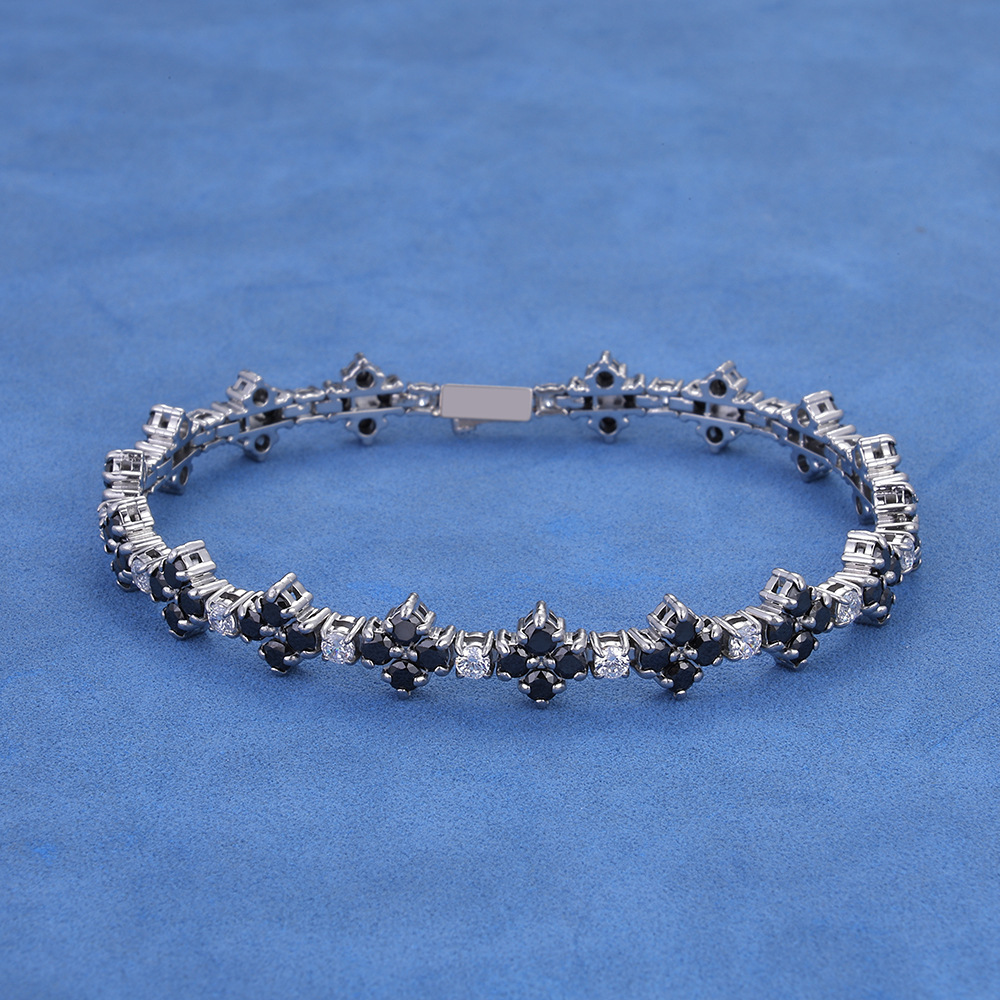 8mm Moissanite Alternating Flower Tennis Bracelet