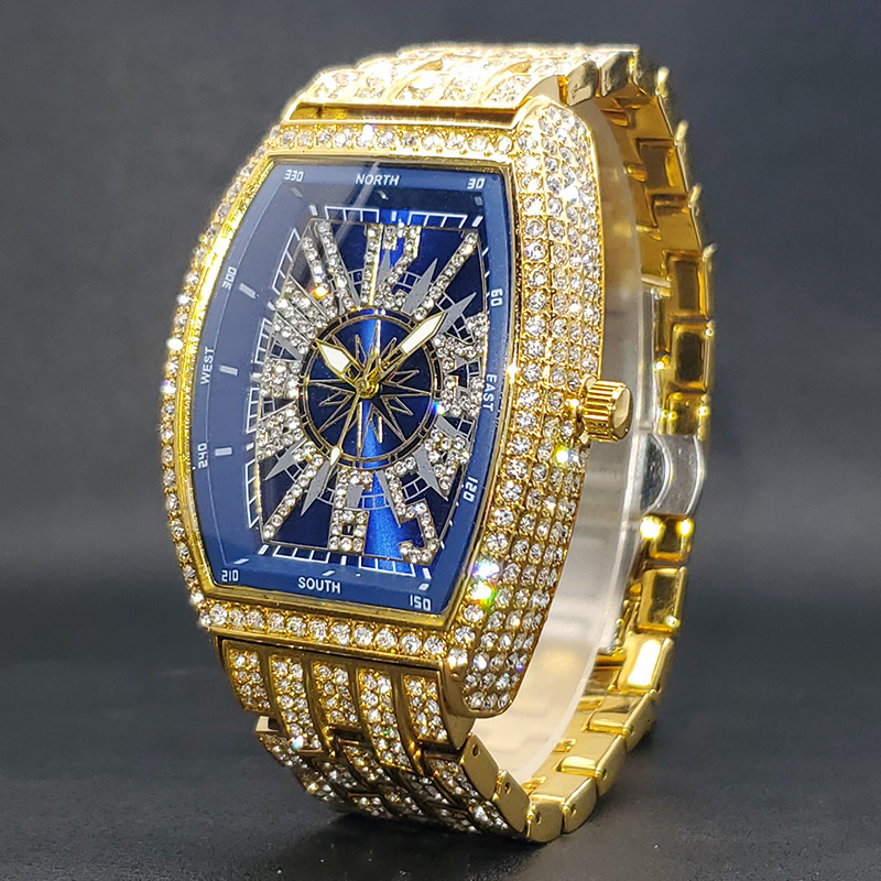 Moissanite Paved Avant-Garde Digital Watch