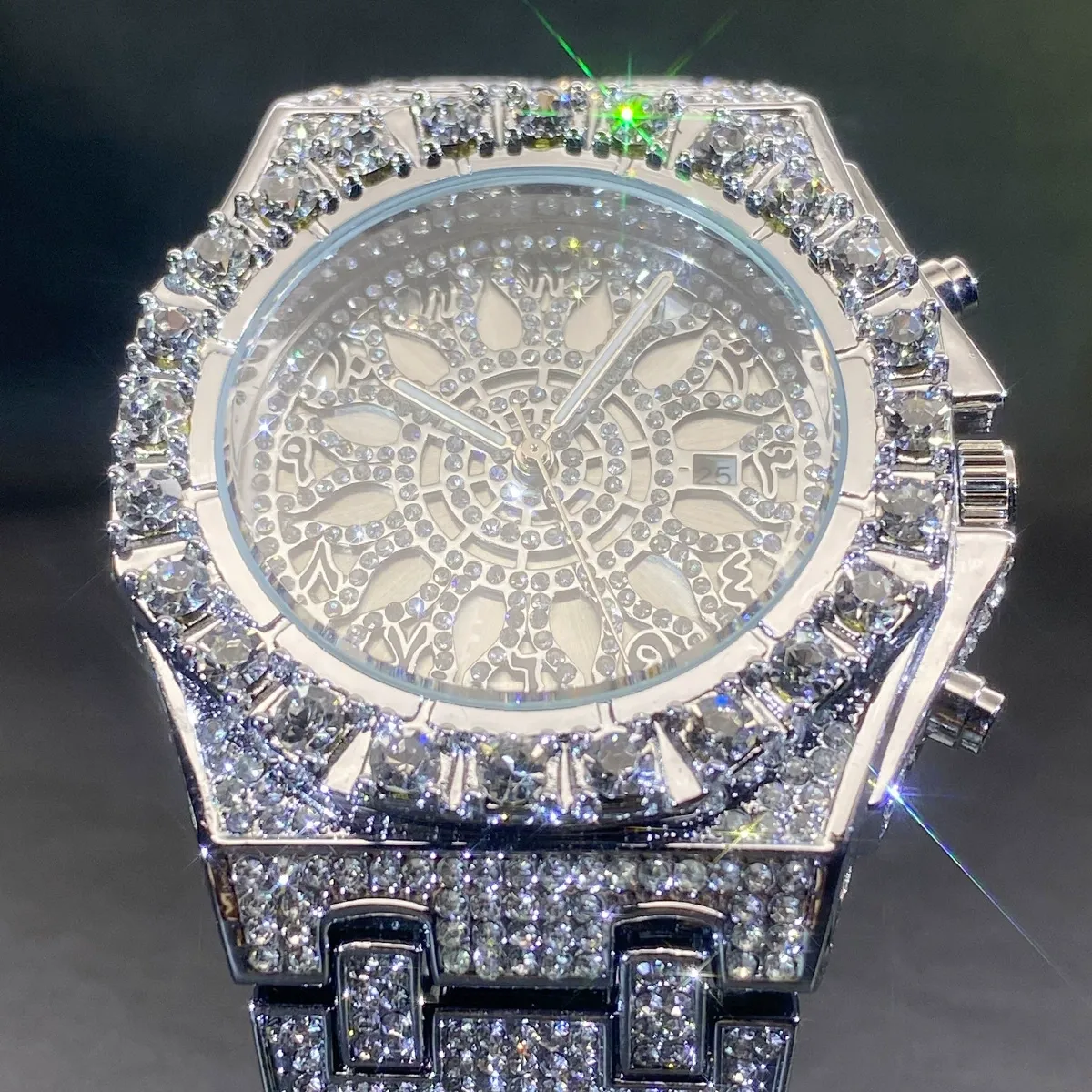 Niche-design moissanite watch with Arabic numeral markers