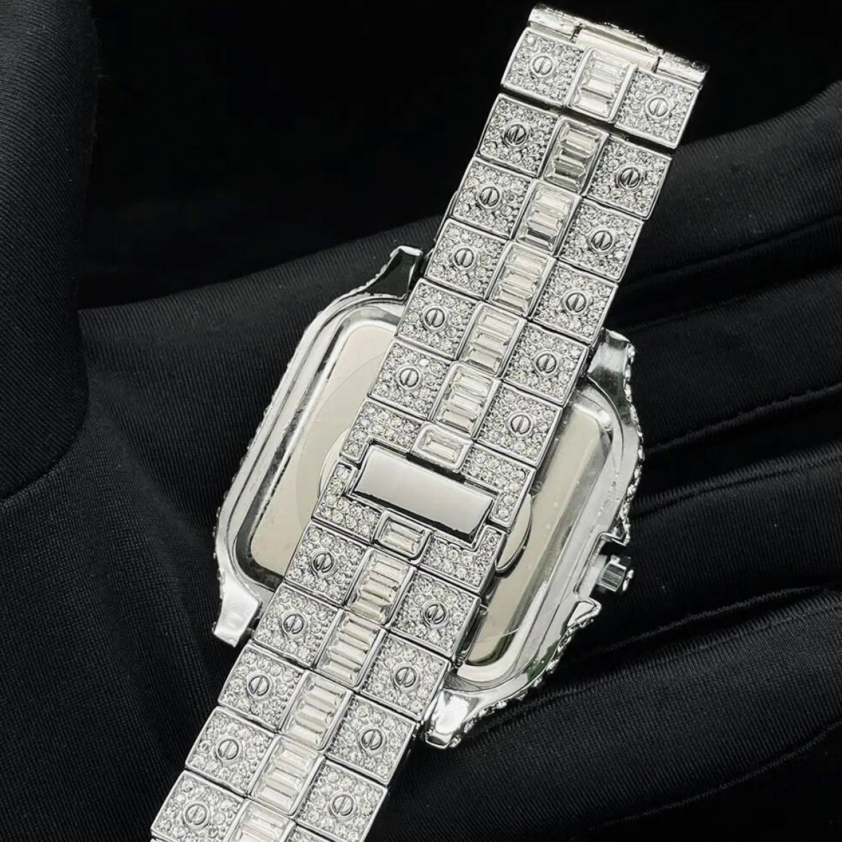 Square Moissanite Unique Arabic Numerals Watch  Setting
