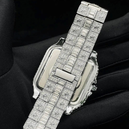Square Moissanite Unique Arabic Numerals Watch  Setting