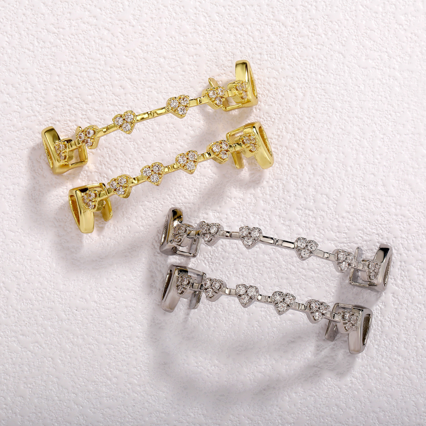 Fashionable Moissanite Gold Grillz – Heart Shaped Fully Diamond-Paved