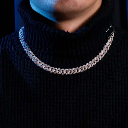 Two Tone 10mm CZ Stone Cuban Chain