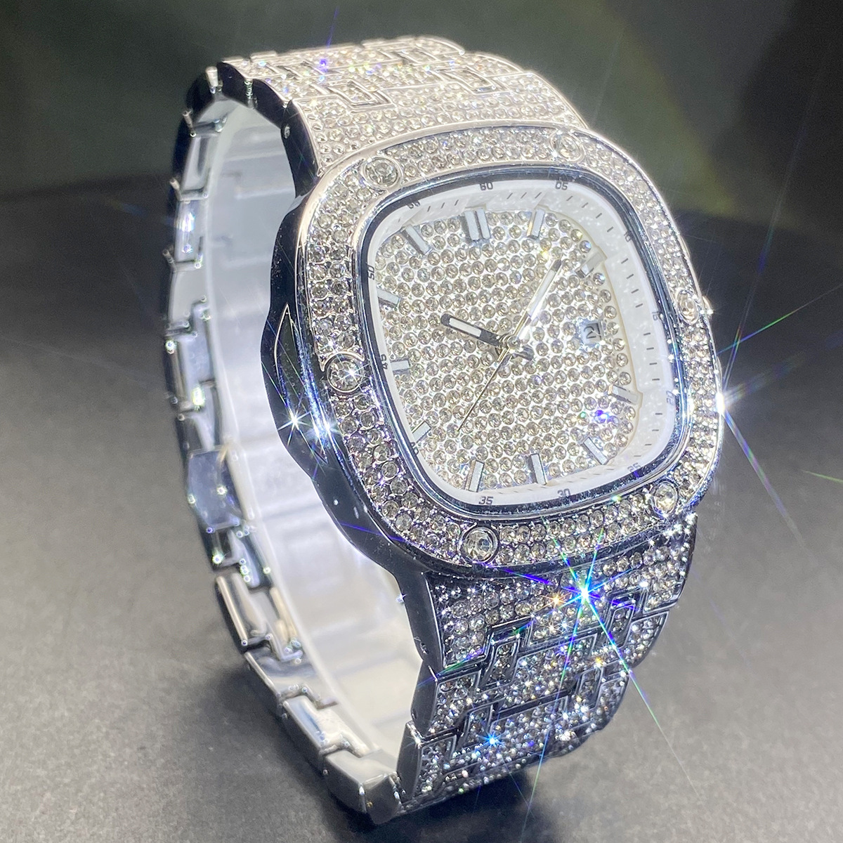 Moissanite Ultra-sparkling Square Quartz Full Diamond Setting Watch