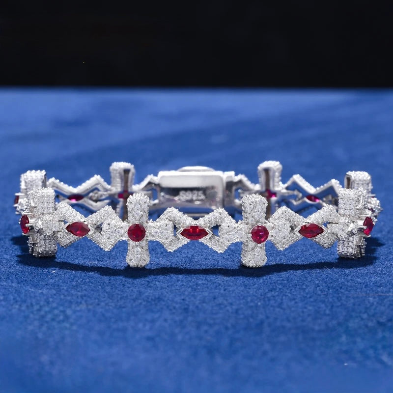 14MM Moissanite gemstone cross bracelet
