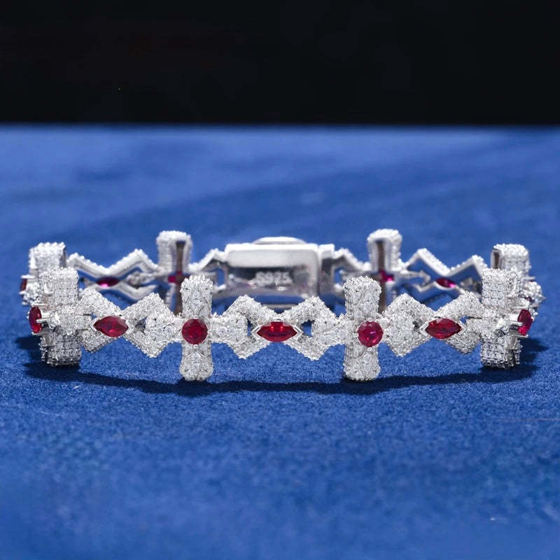 14MM Moissanite gemstone cross bracelet