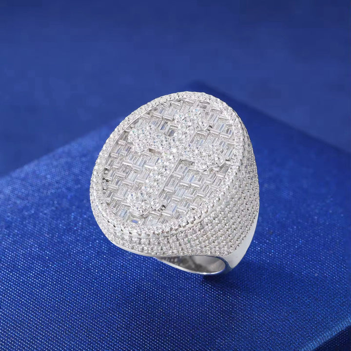 New Hip-Hop Moissanite Cross Ring