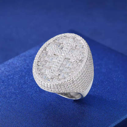 New Hip-Hop Moissanite Cross Ring