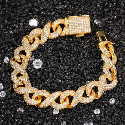 14.5mm Geometric Hip-Hop Infinity Moissanite Bracelet