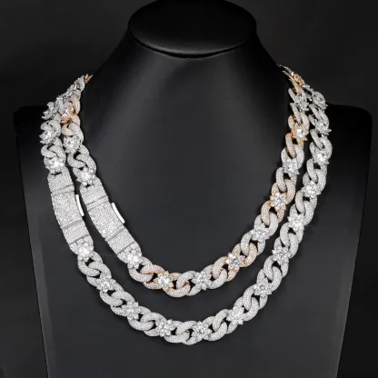 15mm S925 Moissanite Infinity Flower Cuban Chain