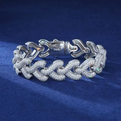 13.5mm Moissanites Iced Out Snake Cuban Bracelet