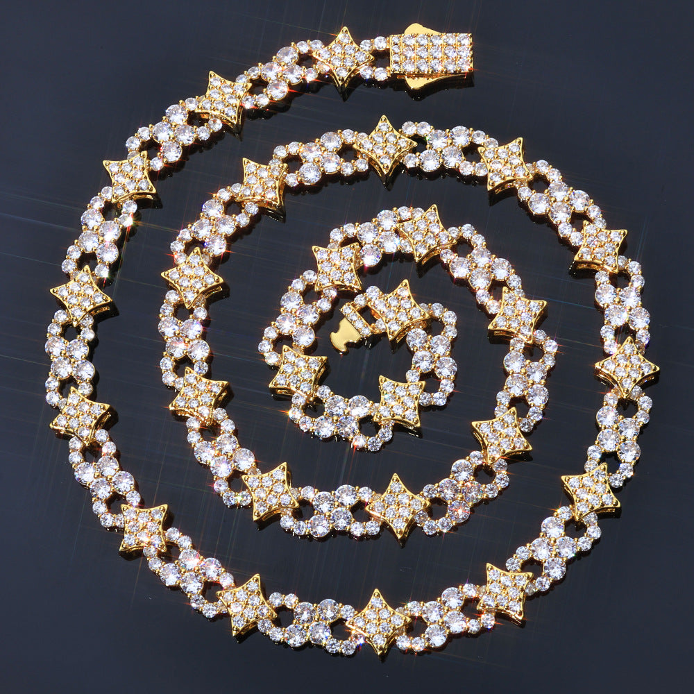 12mm Moissanite Star and Infinity Link Chain with Spring Clasp