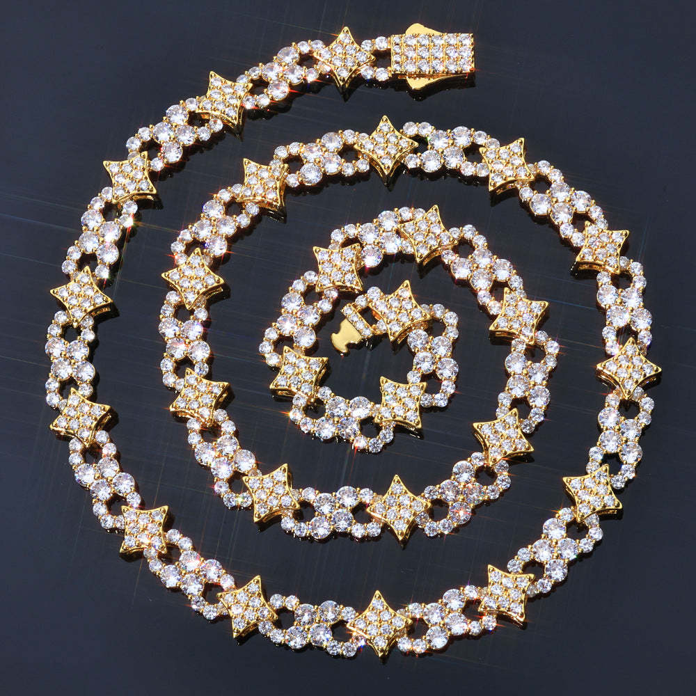 12mm Moissanite Star and Infinity Link Chain with Spring Clasp