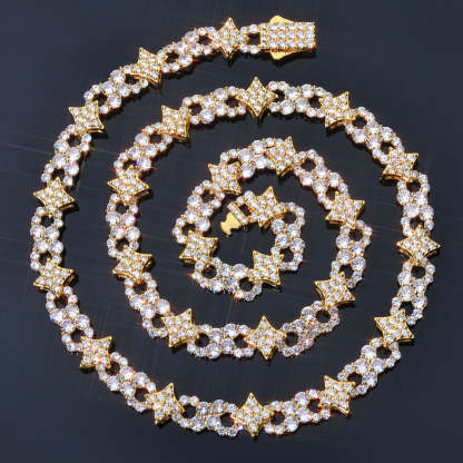 12mm Moissanite Star and Infinity Link Chain with Spring Clasp