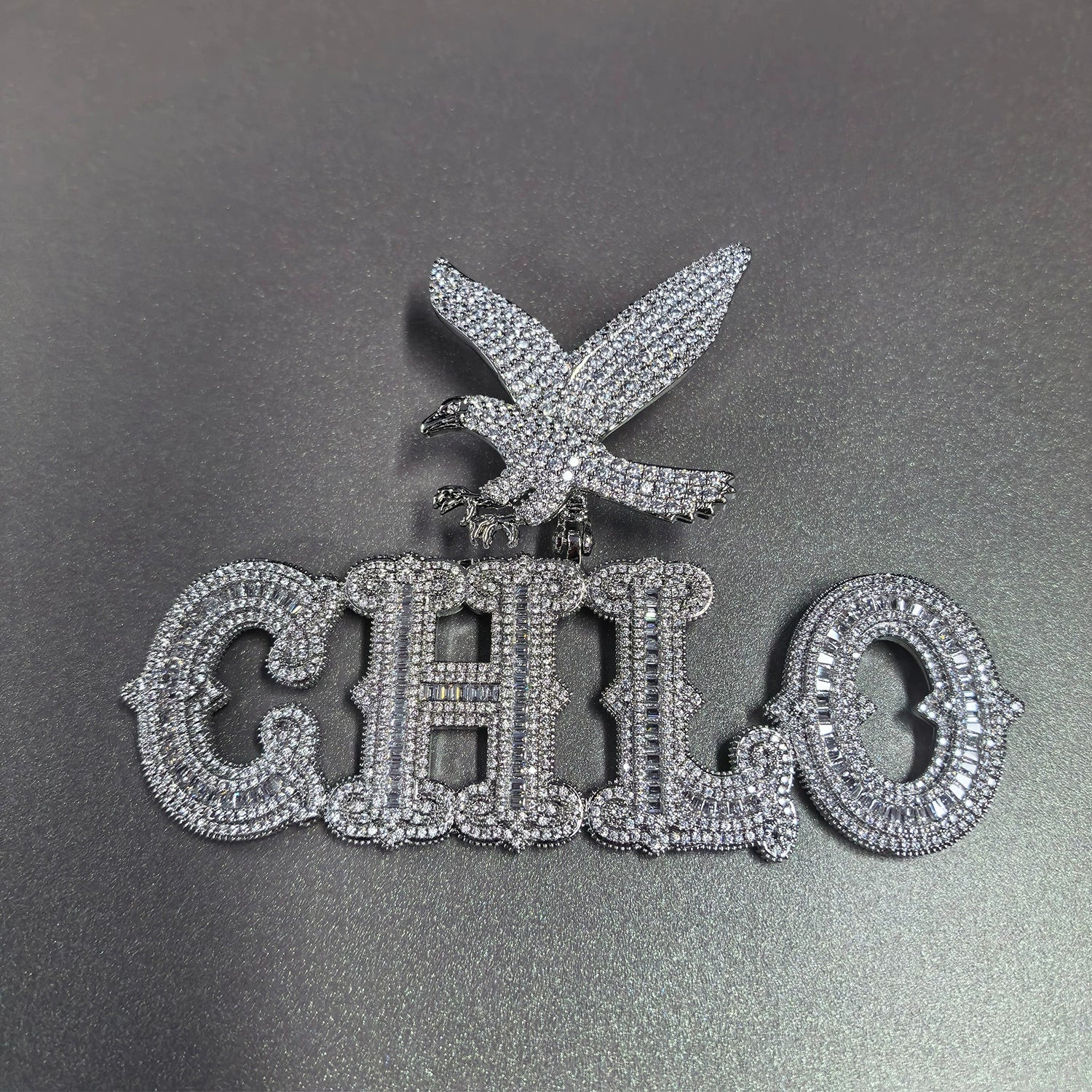 Custom Bold Eagle Clasp Prong-Set Moissanite Pendant