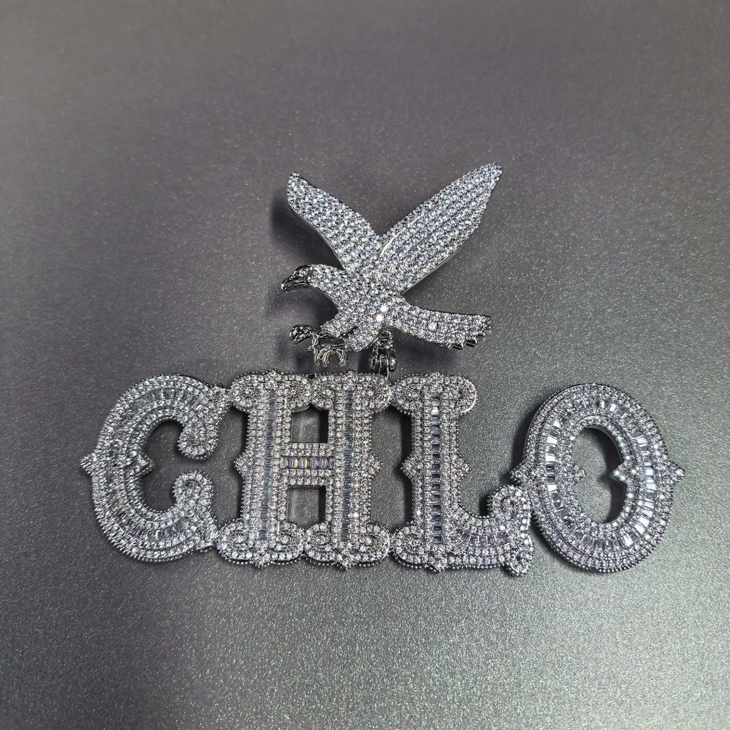 Custom Bold Eagle Clasp Prong-Set Moissanite Pendant