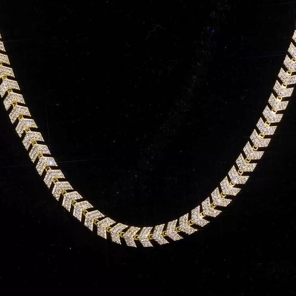 8mm Moissanite Herringbone Cuban Chain