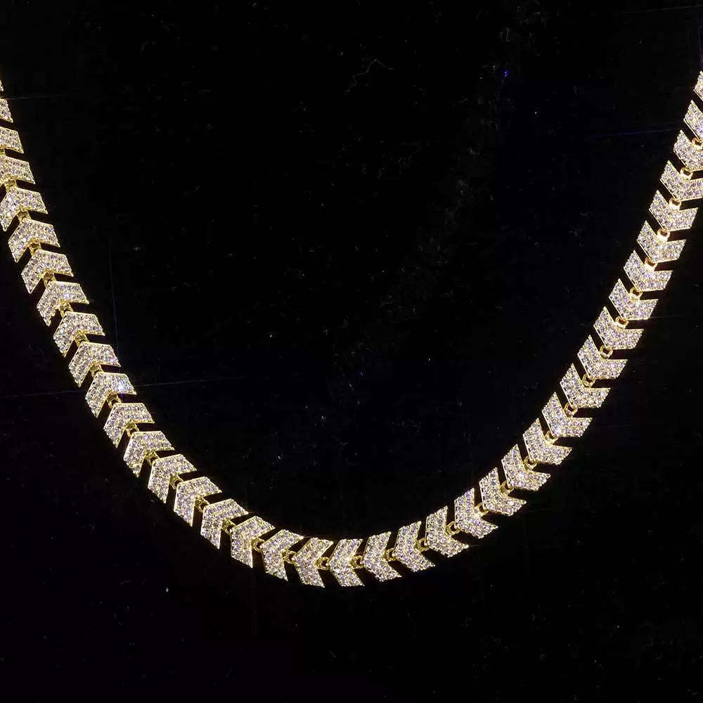 8mm Moissanite Herringbone Cuban Chain
